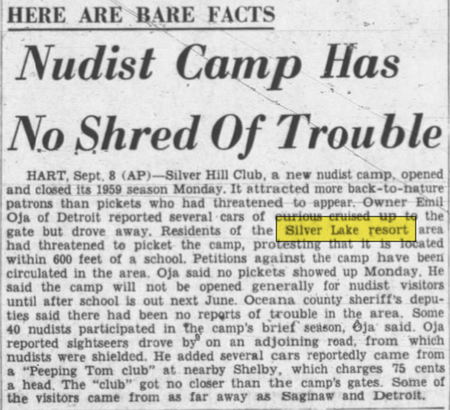 Silver Lake Resort - Sept 1959 Nudist Camp Controversy